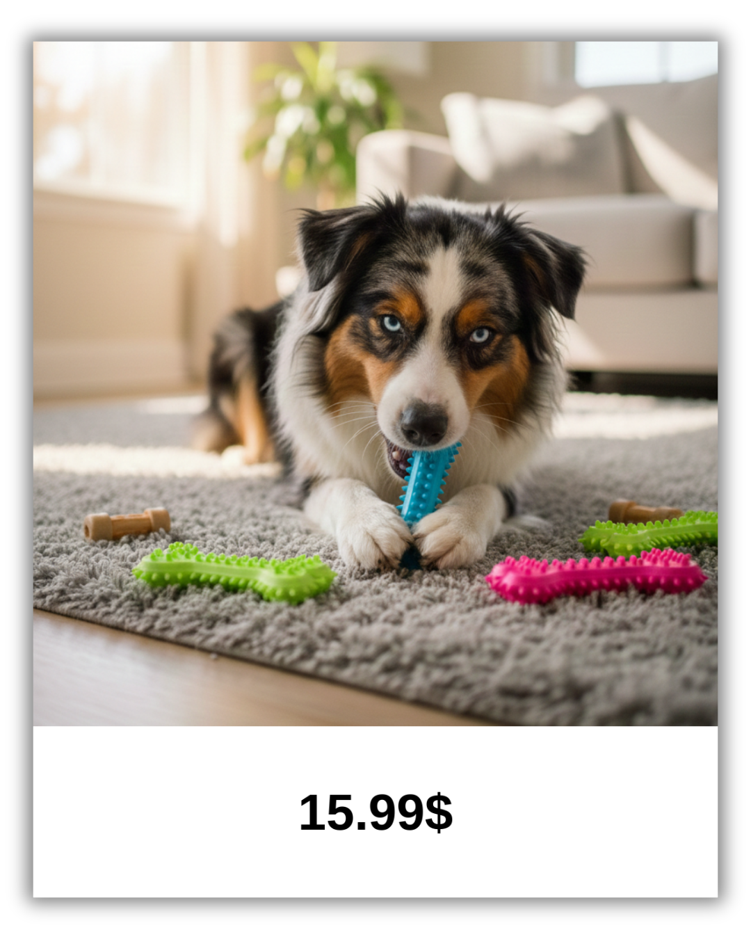 EverChew™ 6pc Squeaky Bone Toy – Durable Rubber Dental Chew for Puppies & Active Dogs