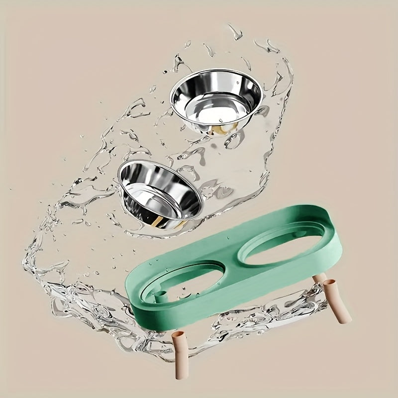 PetZen™ Stainless Steel Dual Bowl Station – Durable & Easy-to-Clean Pet Feeder