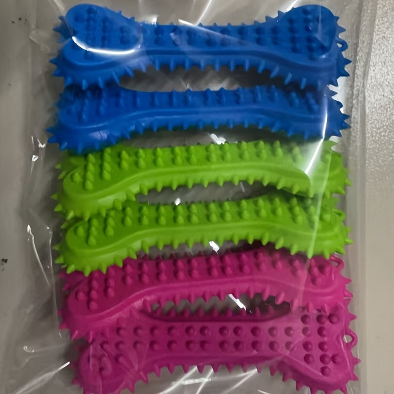 EverChew™ 6pc Squeaky Bone Toy – Durable Rubber Dental Chew for Puppies & Active Dogs