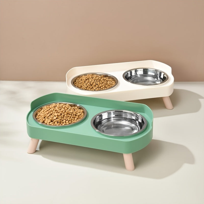 PetZen™ Stainless Steel Dual Bowl Station – Durable & Easy-to-Clean Pet Feeder