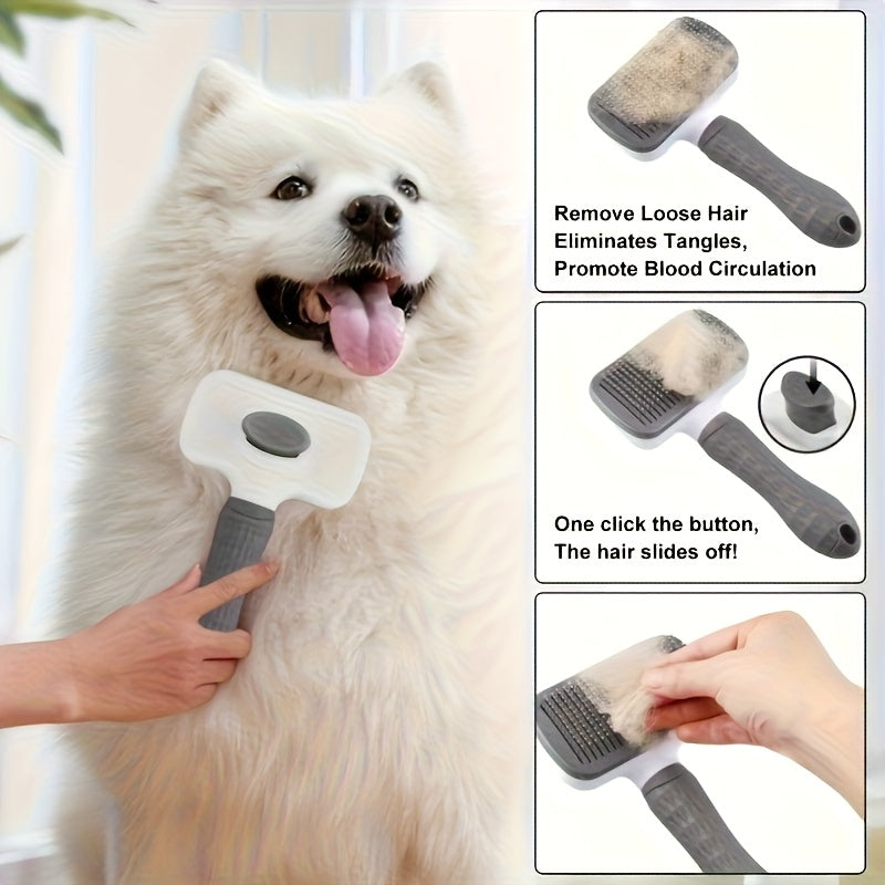 GroomPro™ – Self-Cleaning Slicker Brush for Professional Pet Deshedding