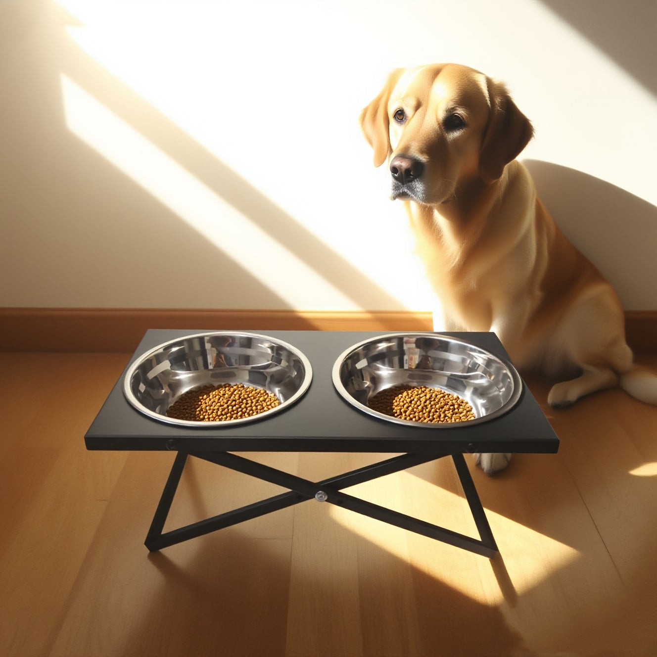 DuoFeast™ Max – Adjustable Elevated Large Dog Bowls with Heavy-Duty Iron Stand